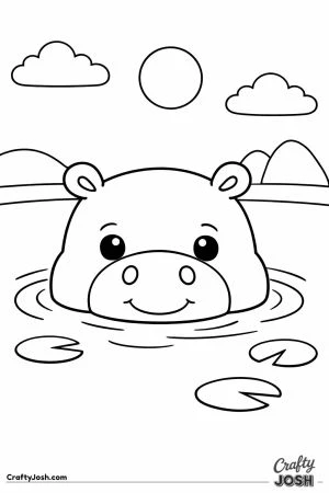 Hippo peeking above river surface