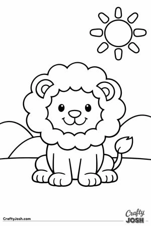 Lion cub sitting with fluffy mane