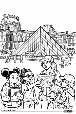 Louvre museum paris pyramid children