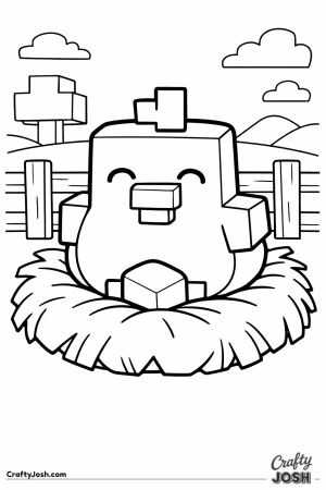 Minecraft block chicken sitting on nest