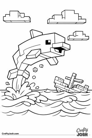 Minecraft block dolphin leaping from ocean