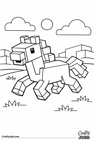 Minecraft block horse galloping across plains