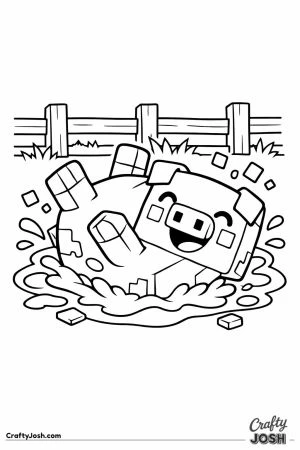 Minecraft block pig rolling in mud