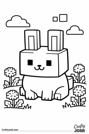 Minecraft block rabbit sitting in grass