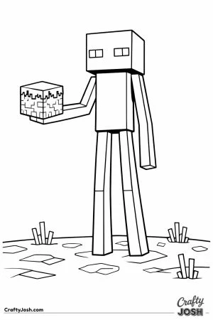 Minecraft enderman holding grass block