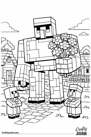 Minecraft iron golem in village square