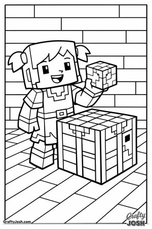 Minecraft player at crafting table