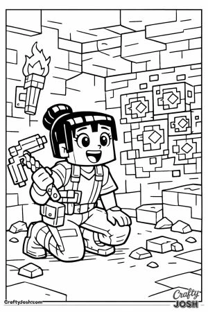 Minecraft player discovering diamond ore