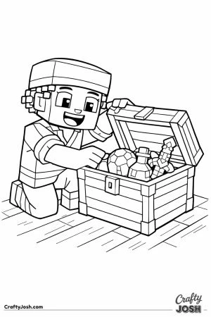 Minecraft player opening treasure chest