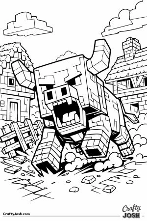 Minecraft ravager charging through village