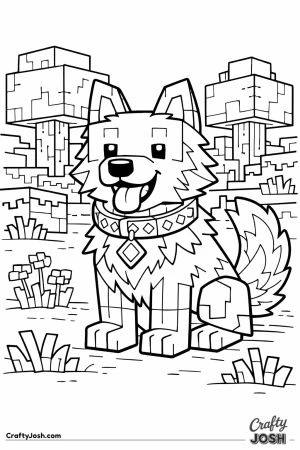 Minecraft tamed wolf sitting with collar