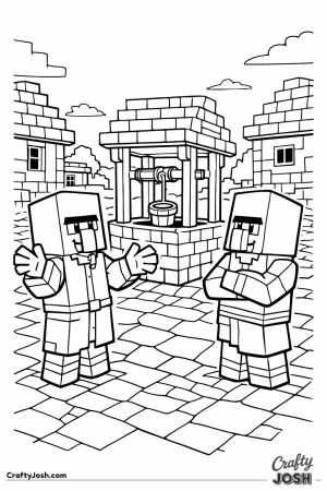 Minecraft two villagers talking in square