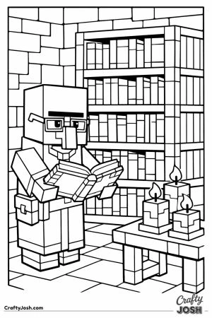 Minecraft villager librarian with bookshelf