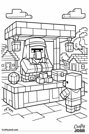Minecraft villager trader at market stall