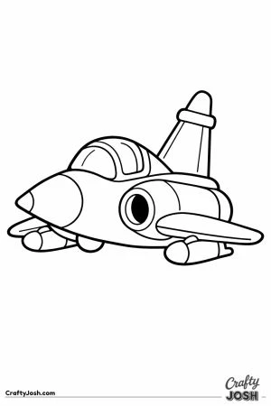 Mirage 2000 cartoon three quarter view for toddlers