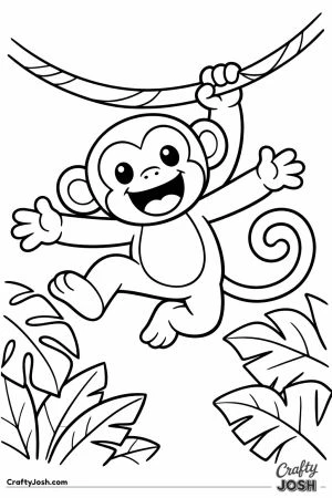 Monkey swinging on jungle vine