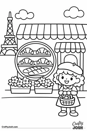 Paris croissant bakery little girl