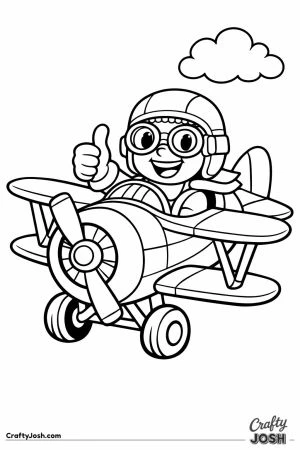 Pilot giving thumbs up from a biplane cockpit