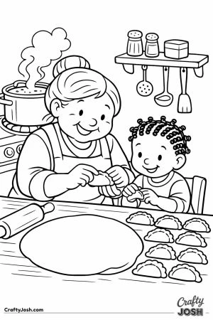Poland pierogi making grandmother child