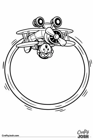 Retro cartoon biplane doing a comic loop