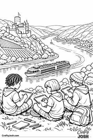 Rhine valley castle vineyard river children