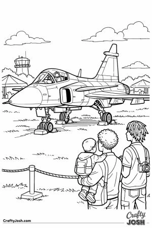 Saab gripen parked with family watching at airfield day