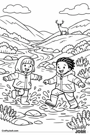 Scottish glen autumn children river
