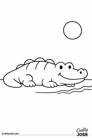 Smiling crocodile on riverbank simple