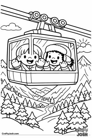 Swiss mountain cable car children