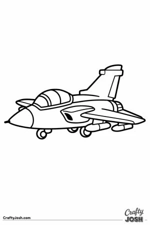 Tornado jet cartoon side view with wings extended for toddlers