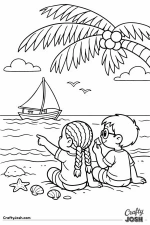 Two children on zanzibar beach watching dhow