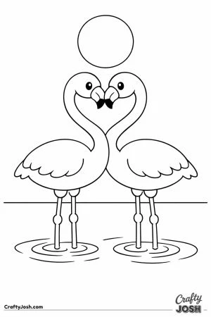 Two flamingos necks forming heart shape