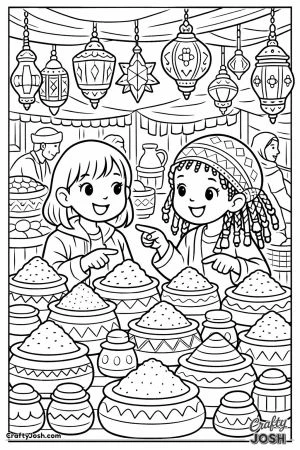 Two girls at moroccan spice stall
