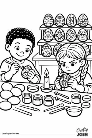 Ukraine pysanka egg decorating children