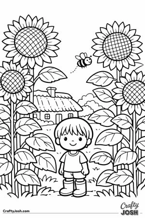 Ukraine sunflower farm child