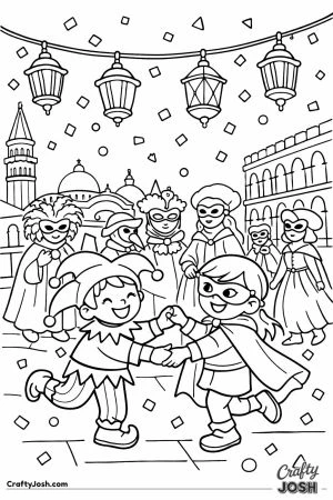 Venice carnival masked children dancing