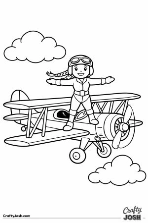 Wingwalker with braids standing on a biplane lower wing