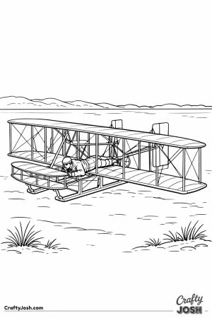 Wright flyer biplane at kitty hawk with prone pilot
