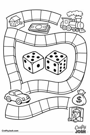 A board game path with dice in the center