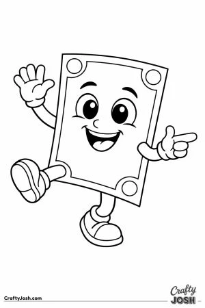 A cheerful banknote character posing