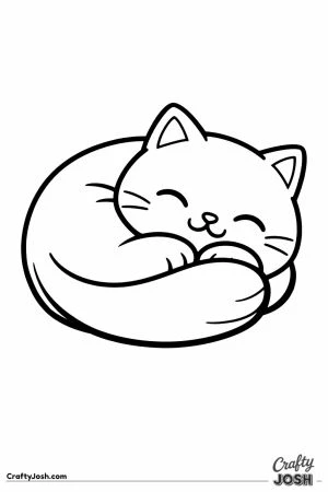A cute curled up cat game token
