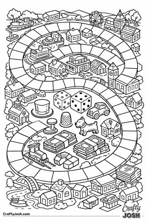 A detailed birds eye board game town path