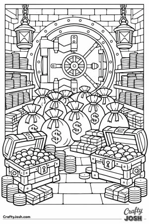 A detailed treasure vault room full of riches