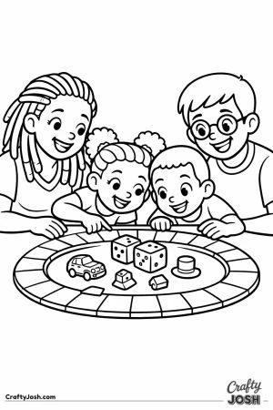 A family playing a board game around a table