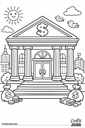 A grand bank building with columns