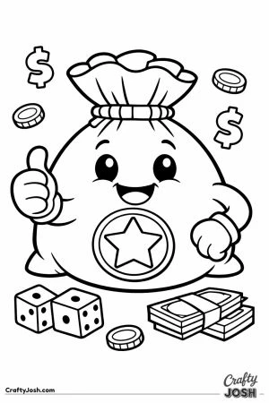 A money bag character giving a thumbs up