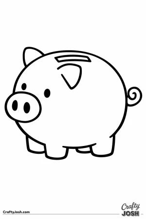 A round cute piggy bank standing sideways