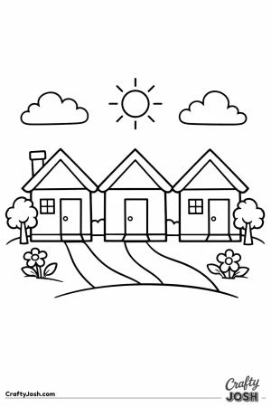 A row of three little houses