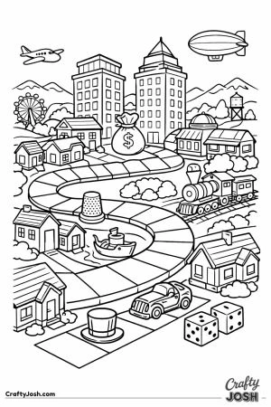 A small town of game board properties