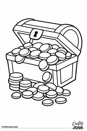 A treasure chest with coins spilling out